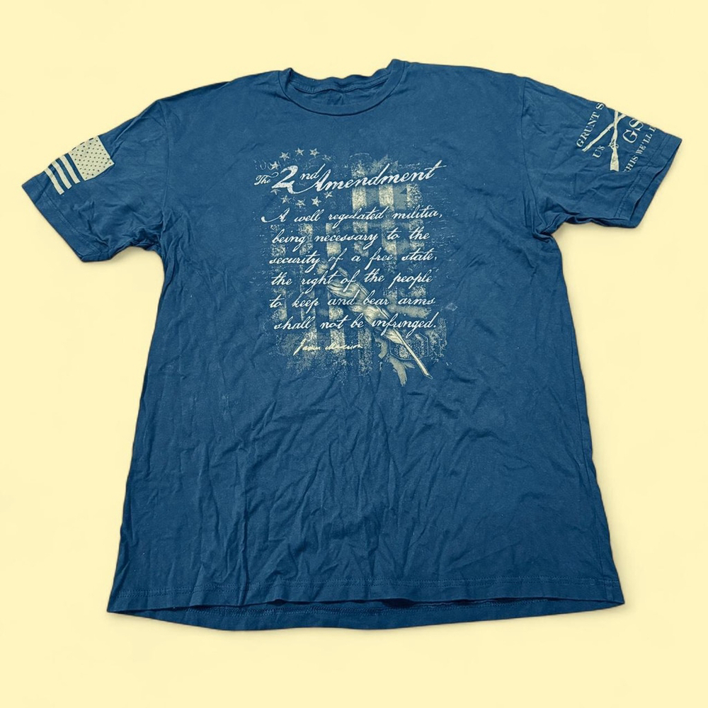 Patriotism Gun Rights Enthusiasts Grunt Style "Second Amendment" Navy Blue Tee
